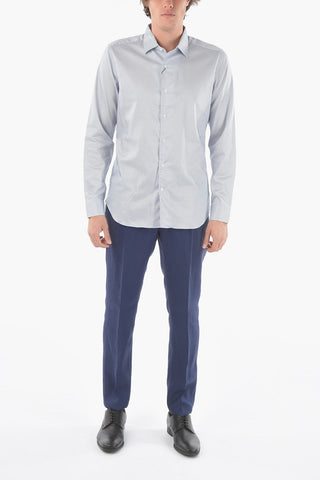 Cotton Slim Fit Shirt with Spread Collar