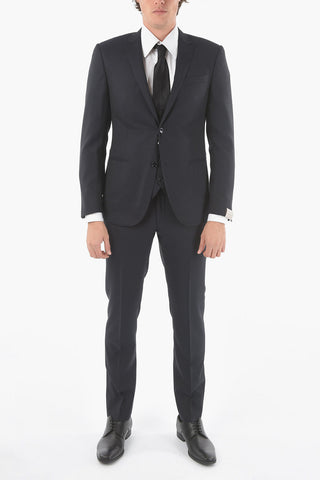 Virgin Wool and Silk ACADEMY Peak Lapel 3 Piece Waistcoat Suit