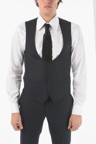 Virgin Wool and Silk ACADEMY Peak Lapel 3 Piece Waistcoat Suit