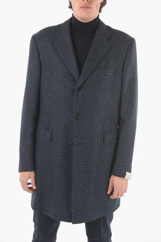 check 3-button Chesterfield coat