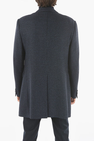 check 3-button Chesterfield coat