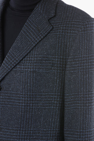 check 3-button Chesterfield coat