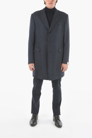 check 3-button Chesterfield coat