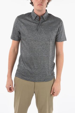 Flax and Cotton TIPO Polo Shirt with Button-Down Collar