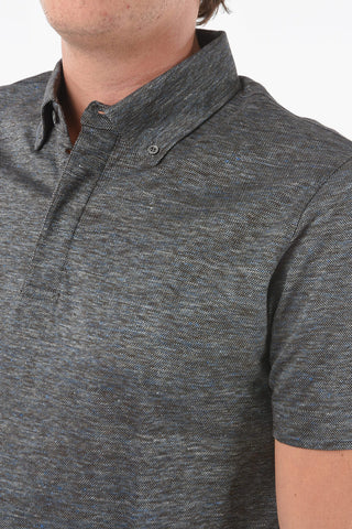 Flax and Cotton TIPO Polo Shirt with Button-Down Collar