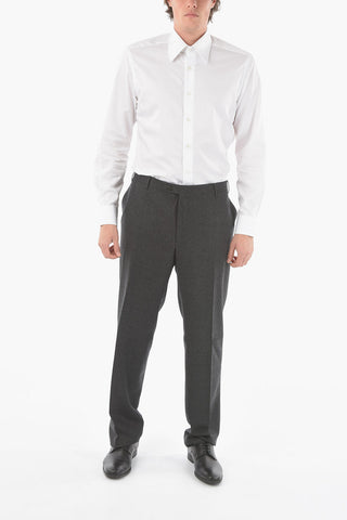 Virgin Wool ACADEMY Trousers with Scalloped Hem