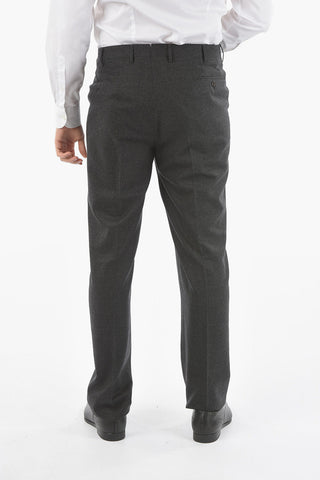 Virgin Wool ACADEMY Trousers with Scalloped Hem