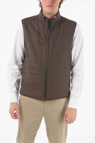 ID plain herringbone IDENTITY sleeveless reversible jacket