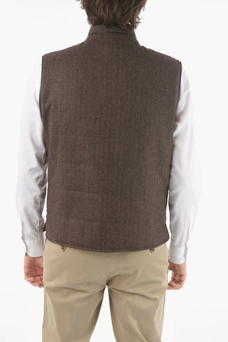 ID plain herringbone IDENTITY sleeveless reversible jacket