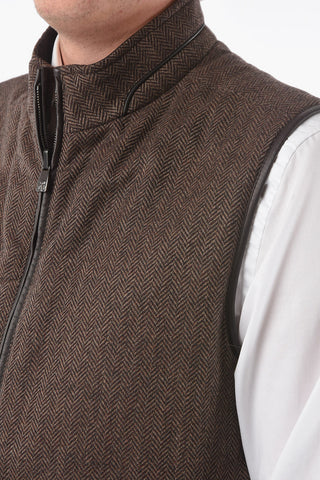 ID plain herringbone IDENTITY sleeveless reversible jacket