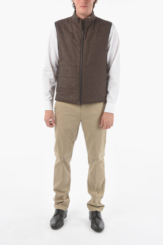 ID plain herringbone IDENTITY sleeveless reversible jacket