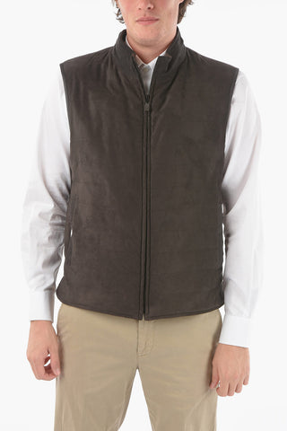ID plain herringbone IDENTITY sleeveless reversible jacket