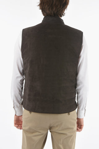 ID plain herringbone IDENTITY sleeveless reversible jacket