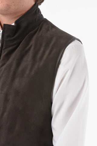 ID plain herringbone IDENTITY sleeveless reversible jacket