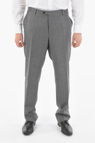 Virgin Wool LEADER No Hem Trousers With Jetted Pocket