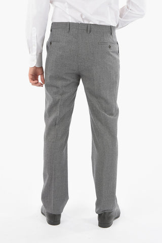 Virgin Wool LEADER No Hem Trousers With Jetted Pocket