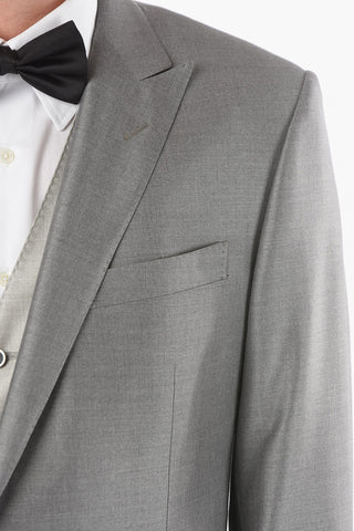 virgin wool and silk center vent peak lapel CERIM.LEADER 3 piece waistcoat suit