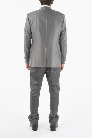 virgin wool and silk center vent peak lapel CERIM.LEADER 3 piece waistcoat suit