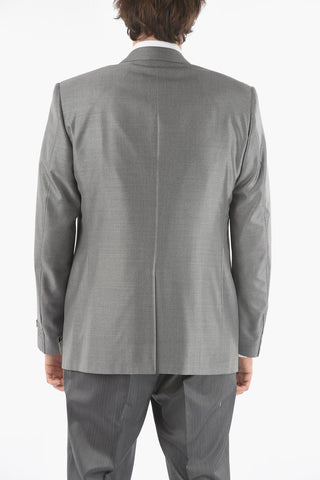 virgin wool and silk center vent peak lapel CERIM.LEADER 3 piece waistcoat suit