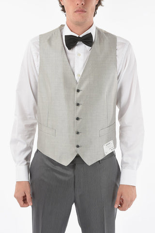 virgin wool and silk center vent peak lapel CERIM.LEADER 3 piece waistcoat suit
