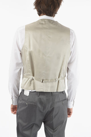 virgin wool and silk center vent peak lapel CERIM.LEADER 3 piece waistcoat suit