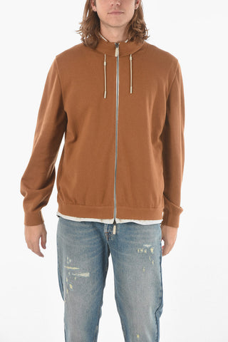Half-lined Removable Hood Cashmere Cardigan