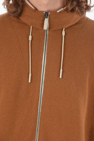 Half-lined Removable Hood Cashmere Cardigan