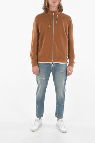Half-lined Removable Hood Cashmere Cardigan