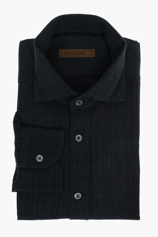 ID COUTURE Camicia in Flanella di Cotone Tweed con Collo Francese