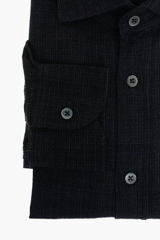 ID COUTURE Camicia in Flanella di Cotone Tweed con Collo Francese