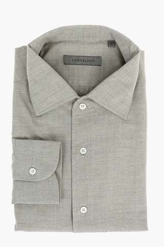 Standard Collar Cotton and Cashmere Shirt