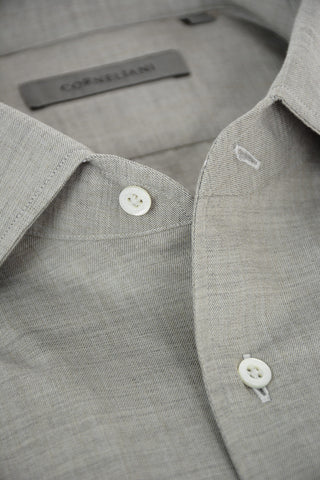 Standard Collar Cotton and Cashmere Shirt