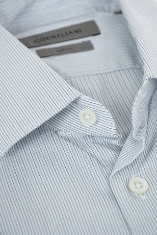 Standard Collar Balanced Stripe Slim Fit Cotton Shirt
