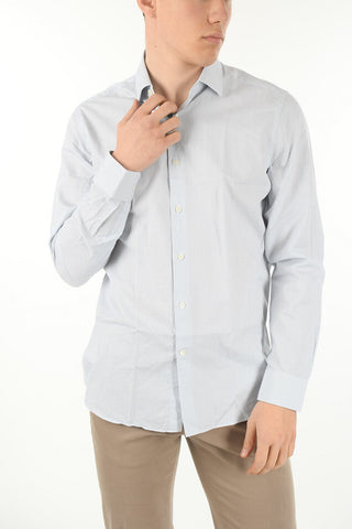 Standard Collar Balanced Stripe Slim Fit Cotton Shirt