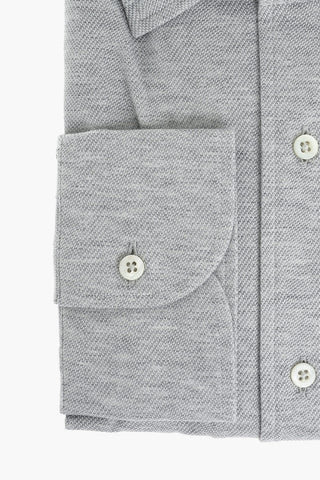 Camicia in Cotone Bird's Eye con Collo Francese