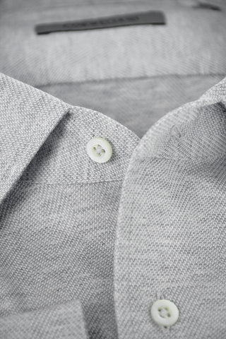 Camicia in Cotone Bird's Eye con Collo Francese