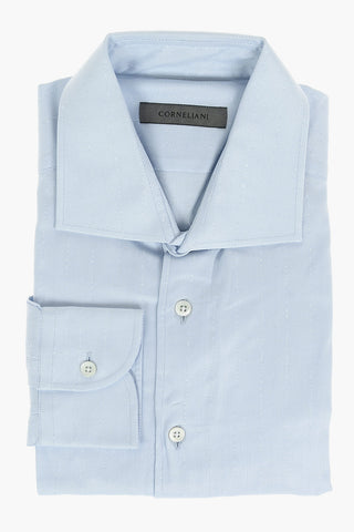 Standard Collar Herringbone Cotton Blend Shirt