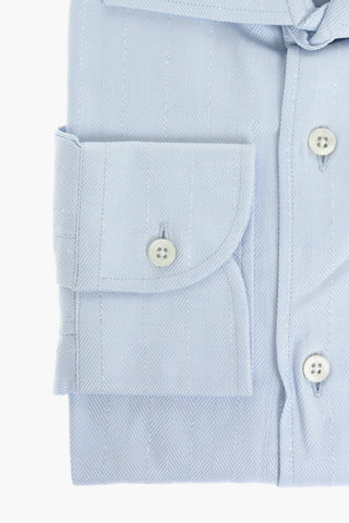 Standard Collar Herringbone Cotton Blend Shirt