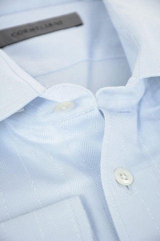 Standard Collar Herringbone Cotton Blend Shirt