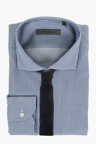 Standard Collar Balanced Stripe Cotton Shirt