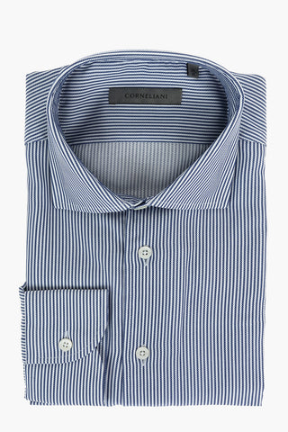 Standard Collar Balanced Stripe Cotton Shirt