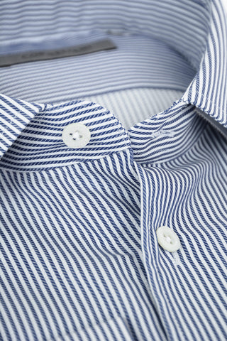 Standard Collar Balanced Stripe Cotton Shirt