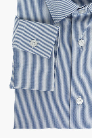 CC COLLECTION Spread Collar Pinstriped Motif Slim Fit Shirt