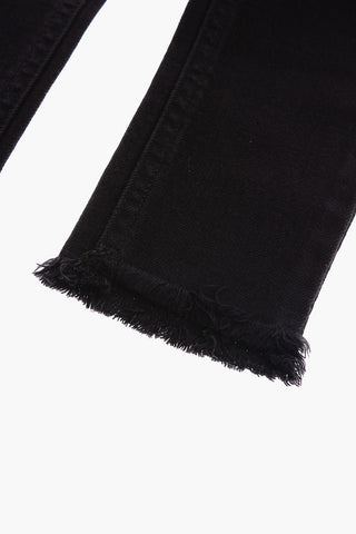 Frayed Hem Stretch Denim Jeans