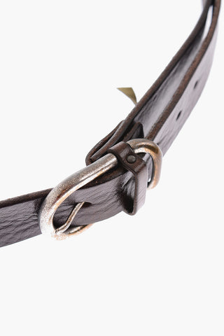 30mm Leather Belt With Silver Buckle