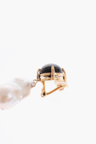 Clip On Earrings with Shell Pendant