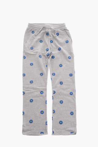 Joggers in Cotone Garzato con Ricamo Margherite