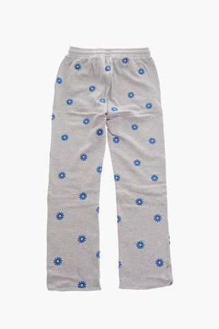 Joggers in Cotone Garzato con Ricamo Margherite
