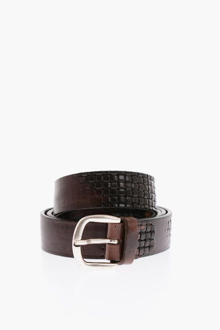 30mm Braided Leather Belt With Silver Buckle