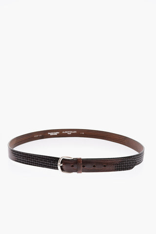 30mm Braided Leather Belt With Silver Buckle